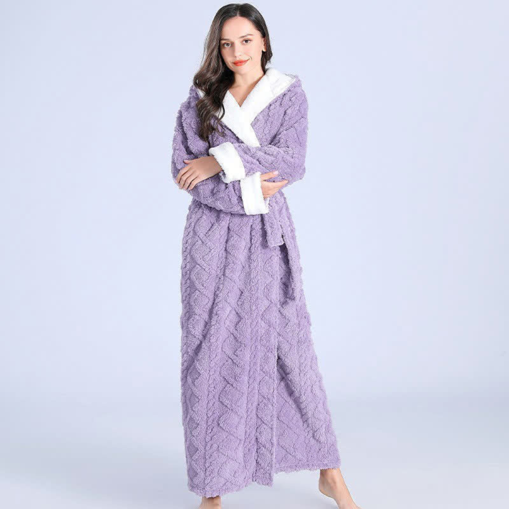 Plush Women's Cozy Hooded Bath Robe