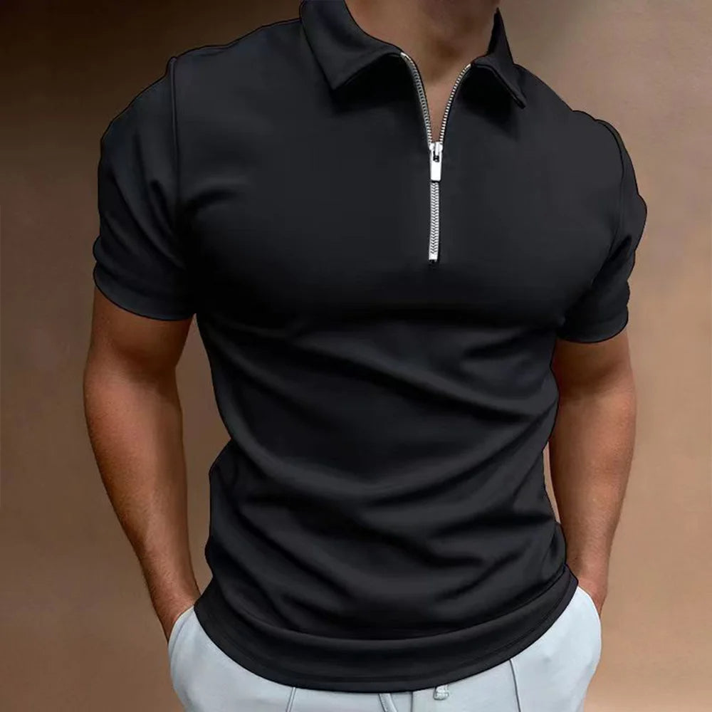 Classic Zip Neck Polo Shirt Everyday Style