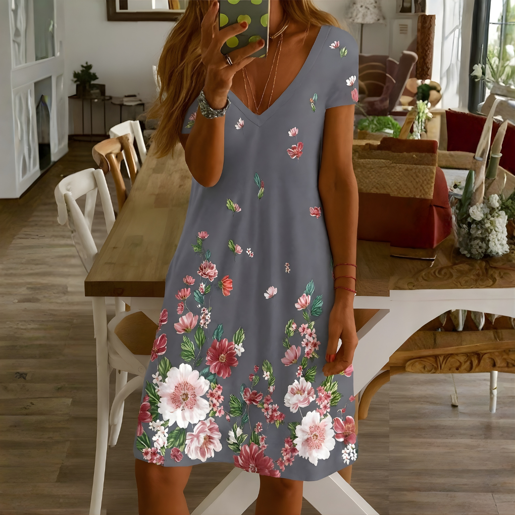 Ladies Casual Summer V Neck Dress