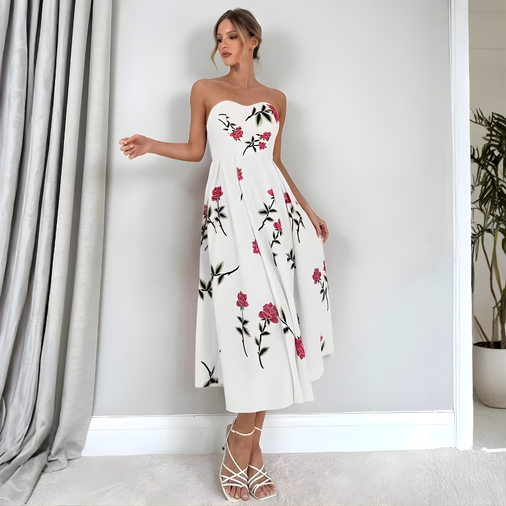 Ladies' Fit Sleeveless Flower Summer Dress