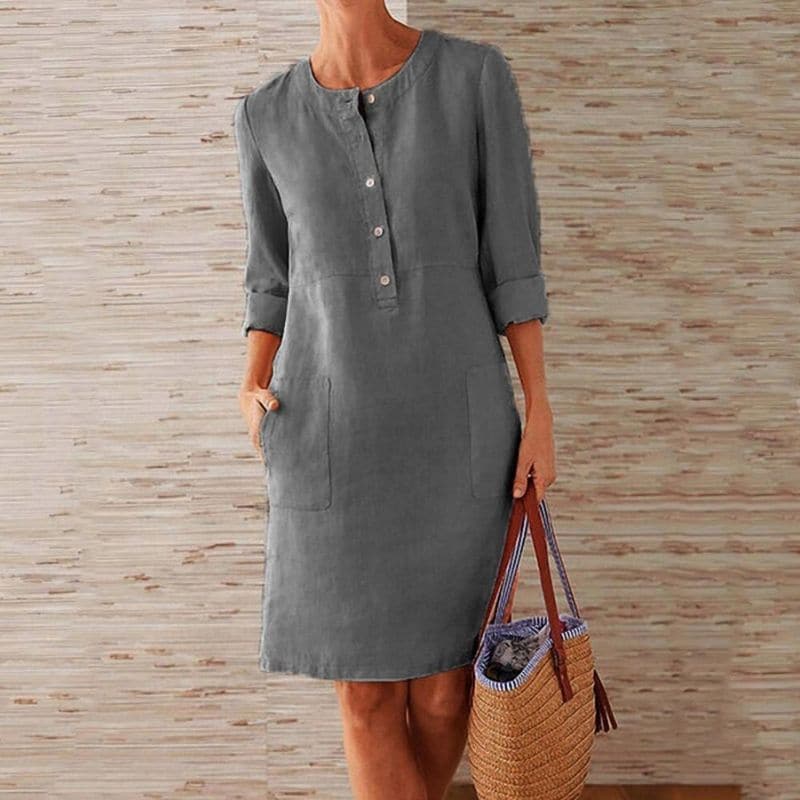 Zia | Women's Classic Easy-Fit Dress with Side Pockets
