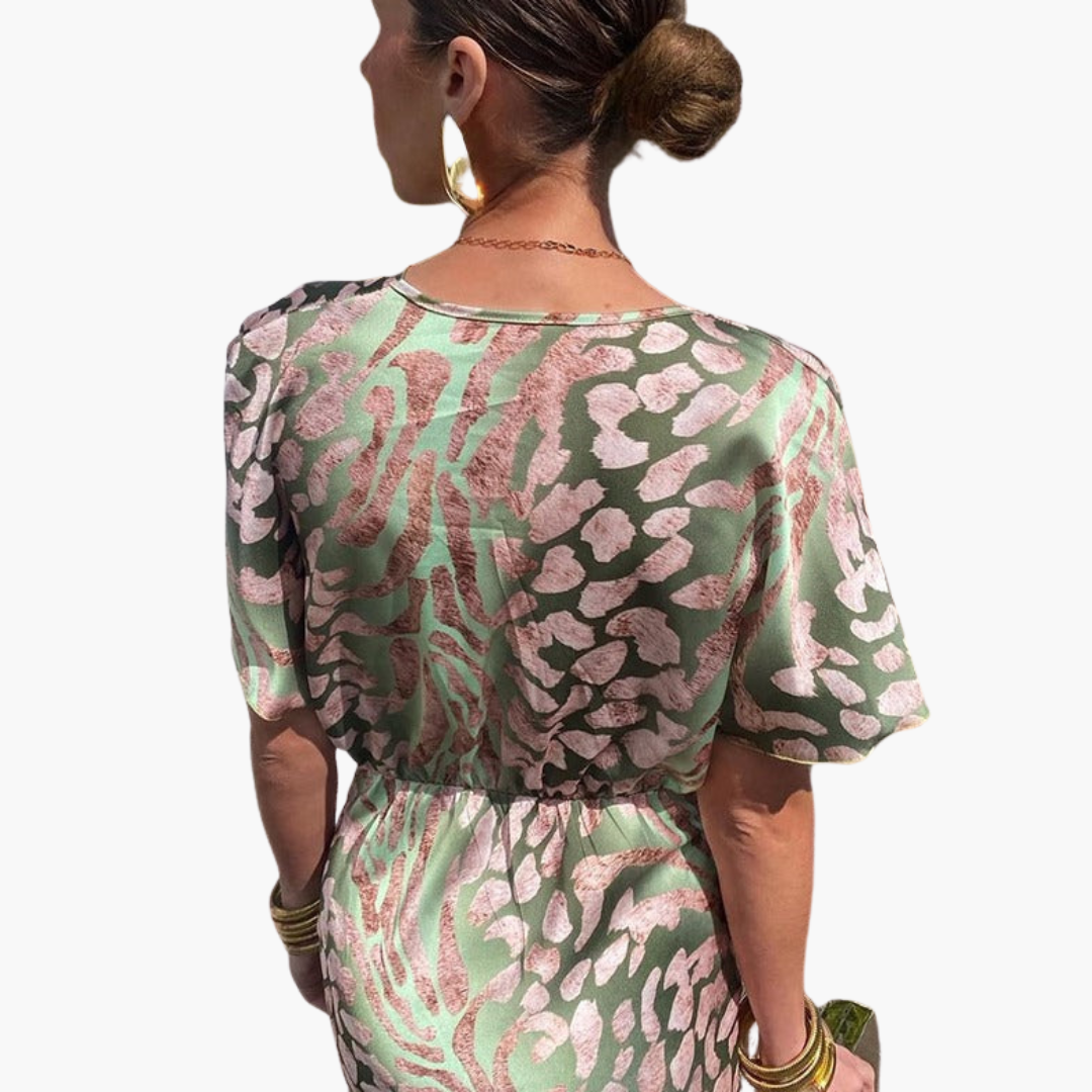 Feminine V Neck Knee Length Summer Dress