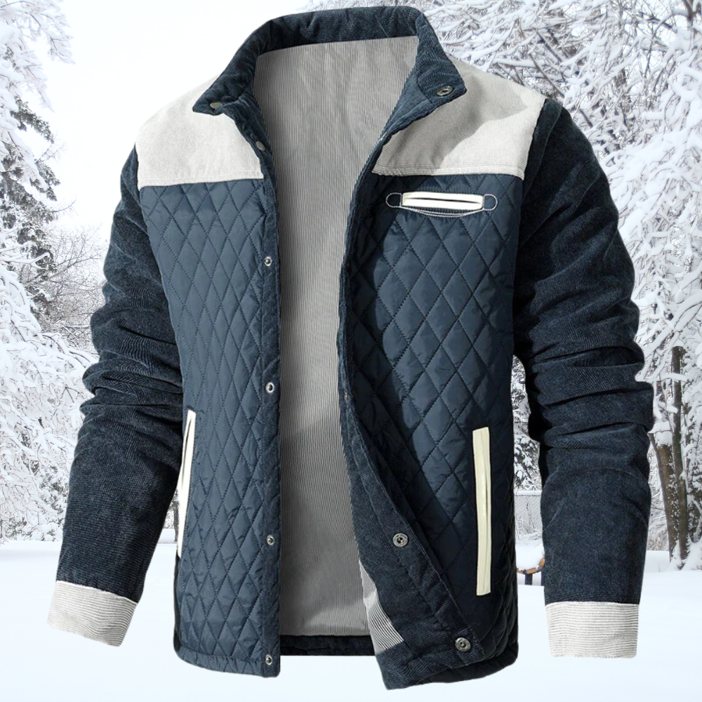 Warm Men's Padded Coat with Button Front