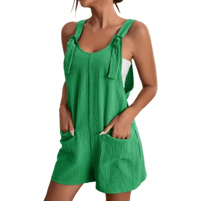 Women's Sleeveless Jumpsuit with Pockets and Adjustable Straps