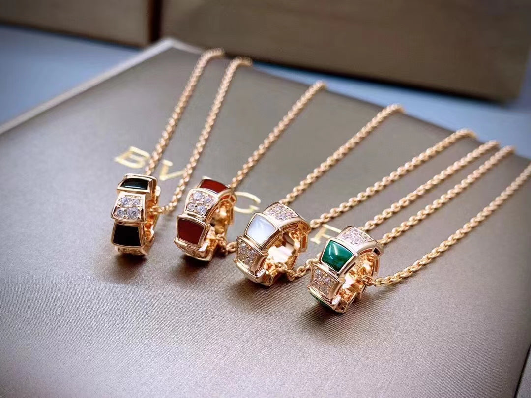 Luxury Red Agate Silver Rose Gold Necklace