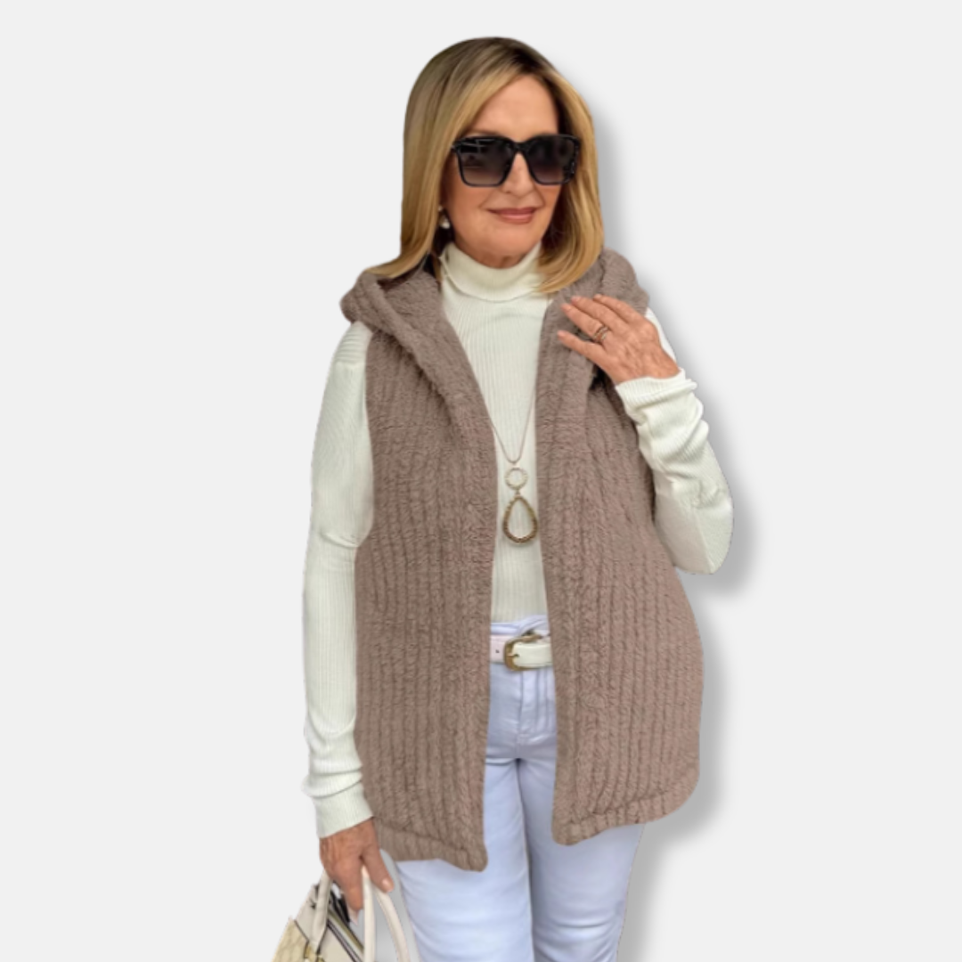 Cozy Fleece Hooded Vest | Soft Casual Fit Jacket