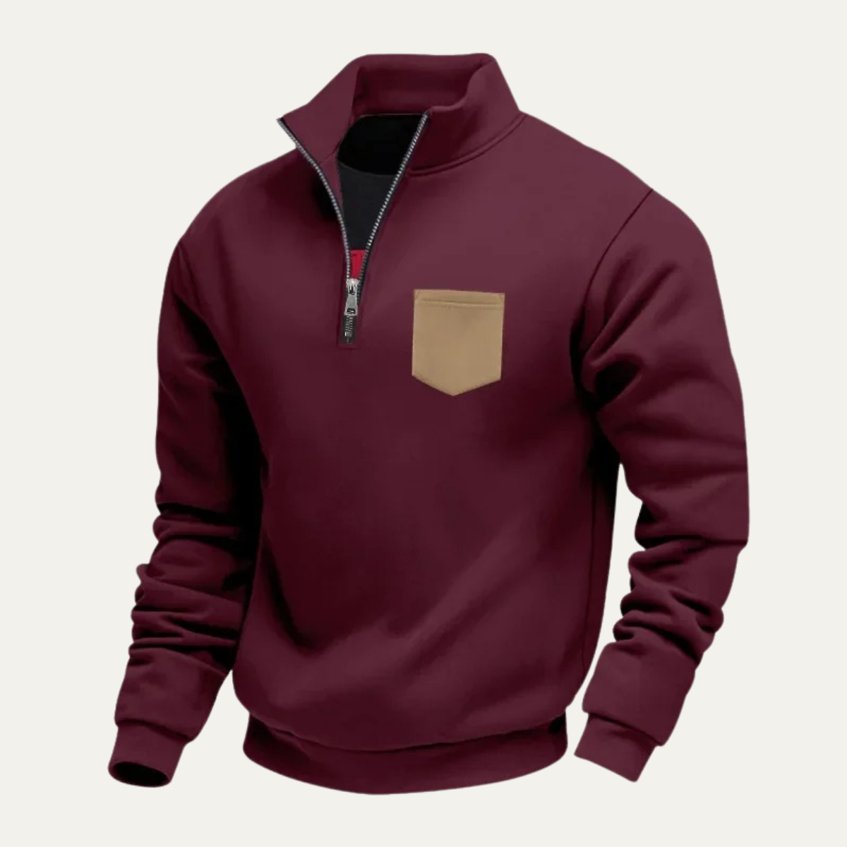 Relaxed Fit Men's Zip Sweater with Pockets