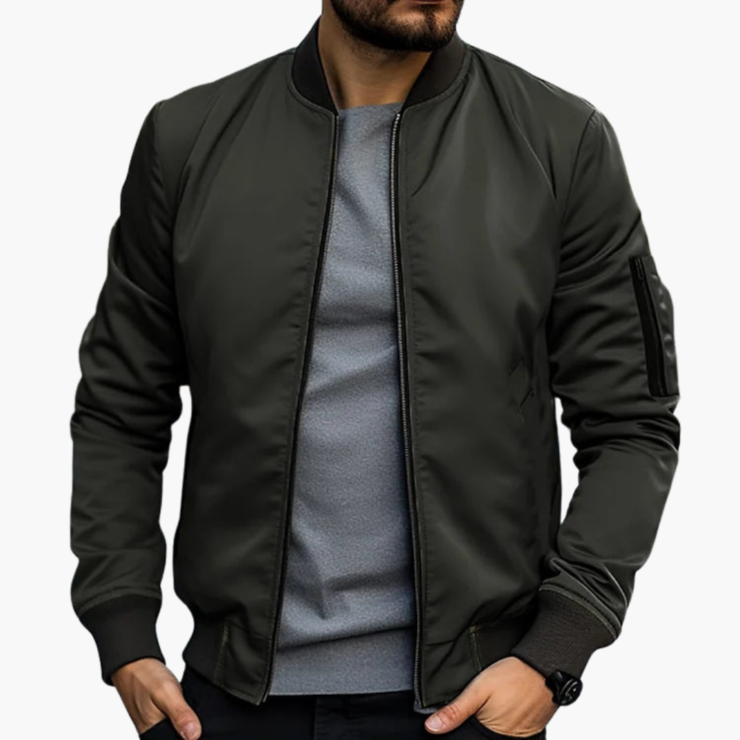 Classic Fit Mens Leather Bomber Jacket