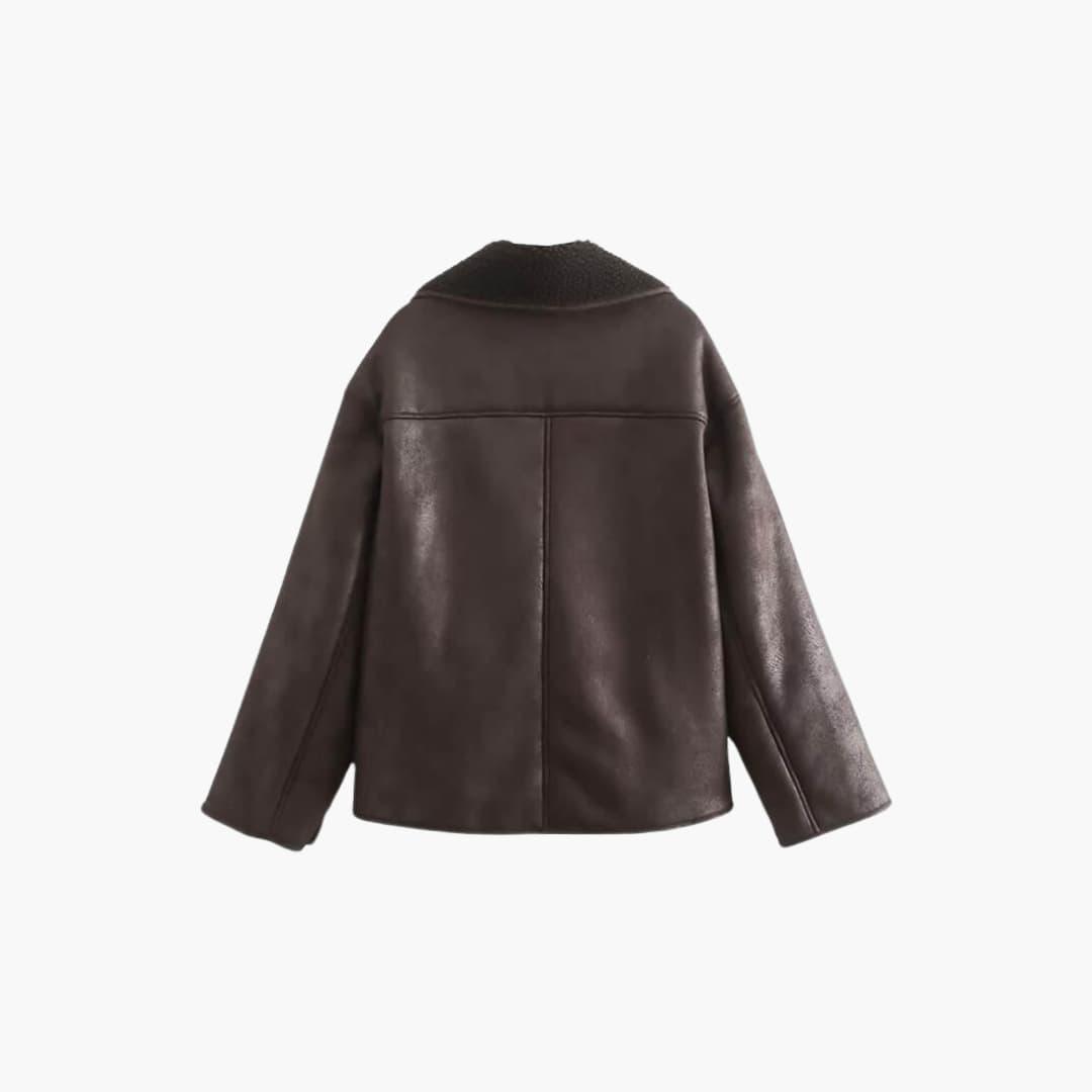 Classic Brown Women's Leather Coat