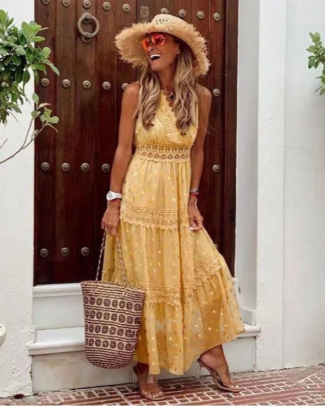 Stylish Floral Floor Length Women's Dress