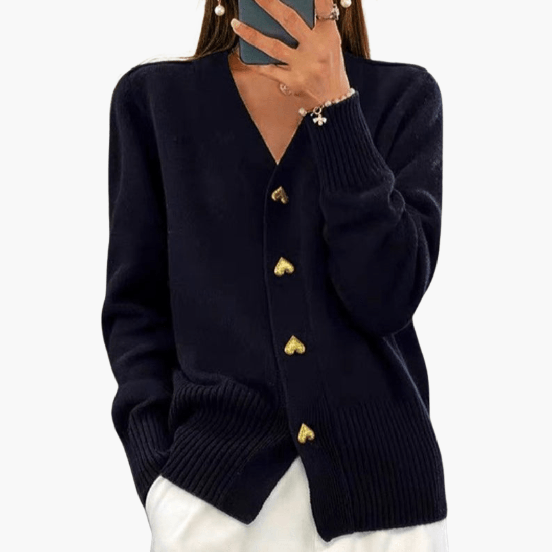 Ladies' Sweater with Cute Heart Fasteners
