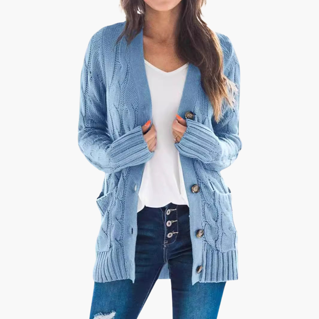 Ladies' Button Front Pocket Sweater