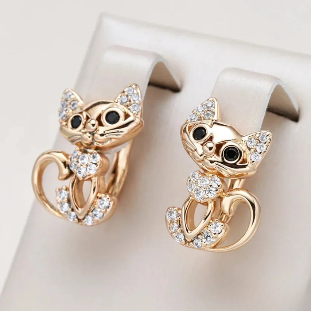Sparkling Crystal Kitty Earrings - Nocini