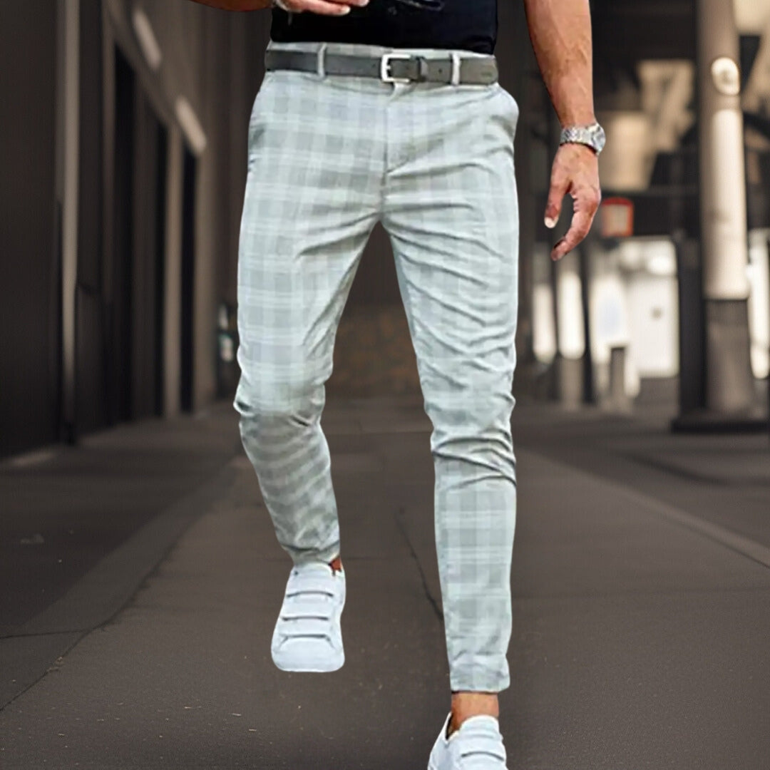 Men's Slim Plaid Chino Pants