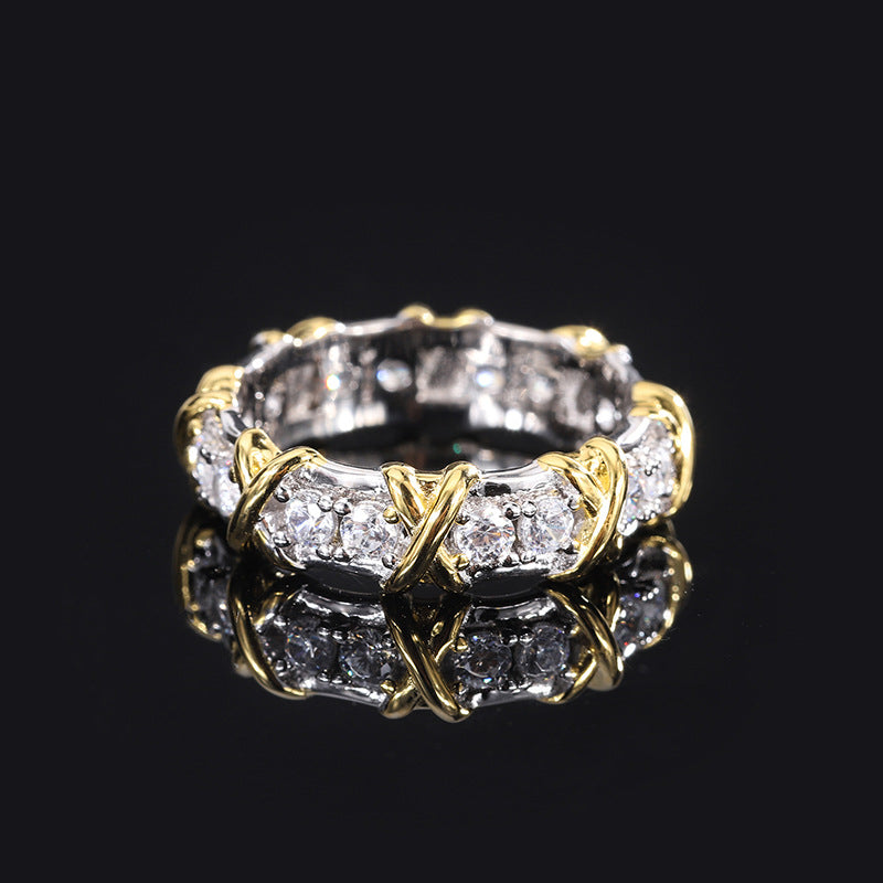 Silver Geometric Ring with Sparkling CZ Stones