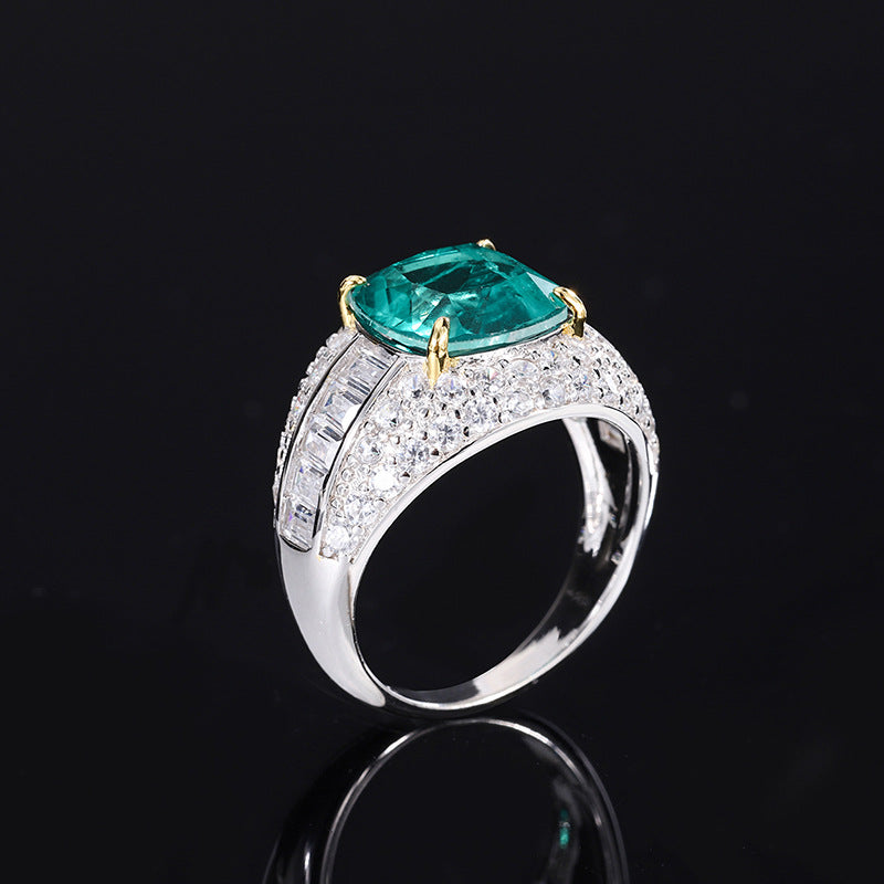 Green Stone Sterling Silver CZ Ring