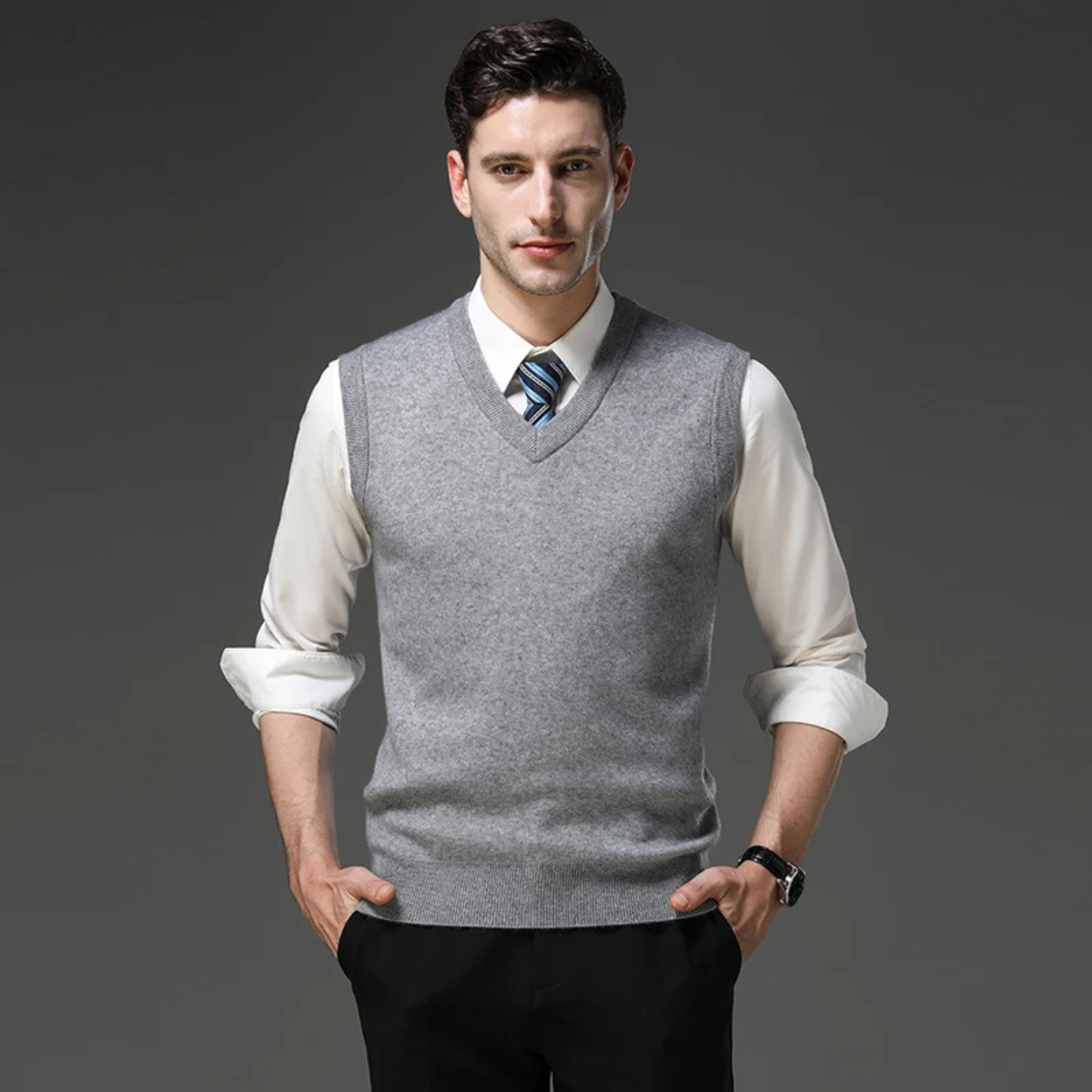 Comfy Men's V Neck Knit Vest