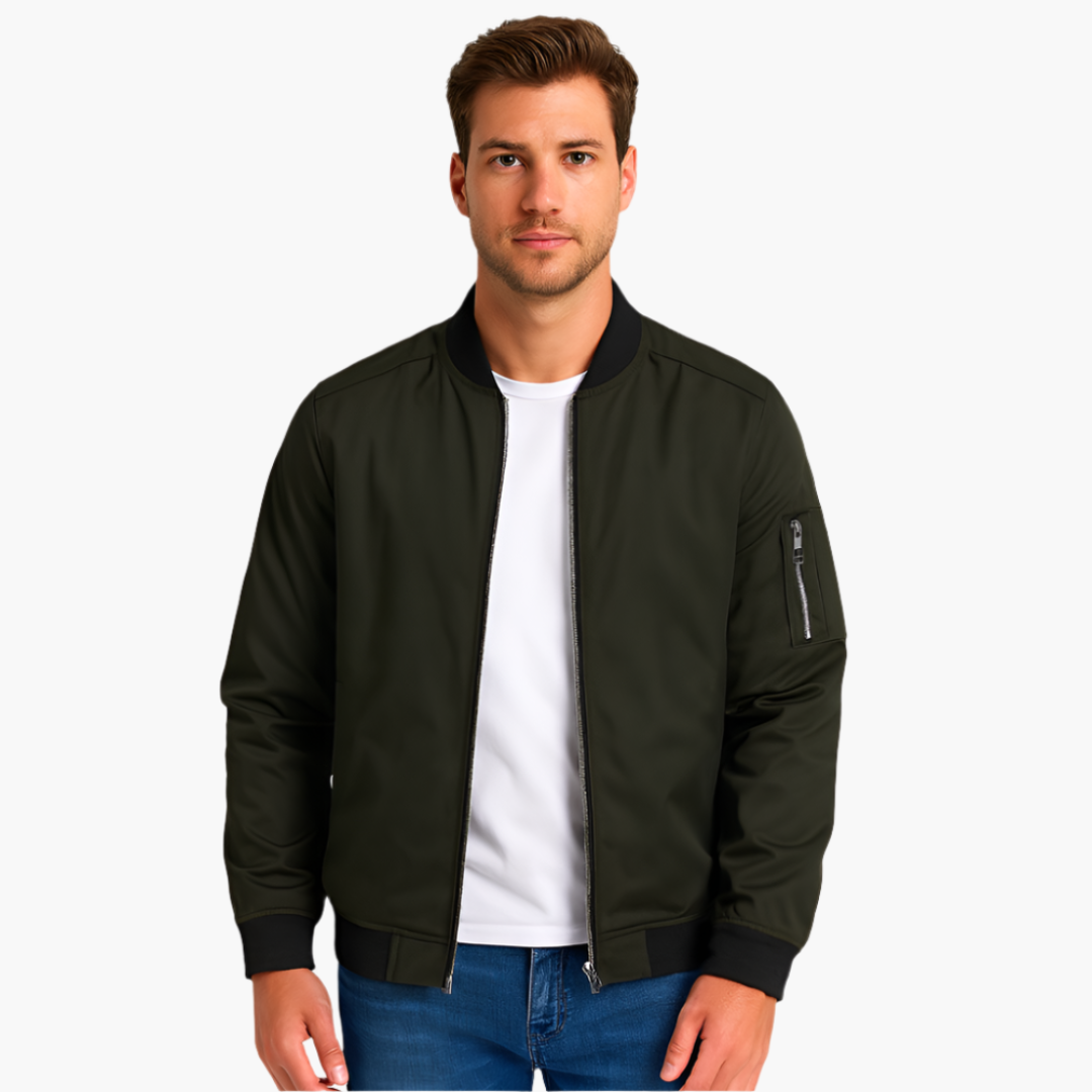 Classic Mens Flight Jacket with Pockets