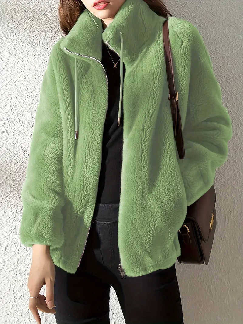 Cozy Fleece Women's Jacket with Zipper High Neck