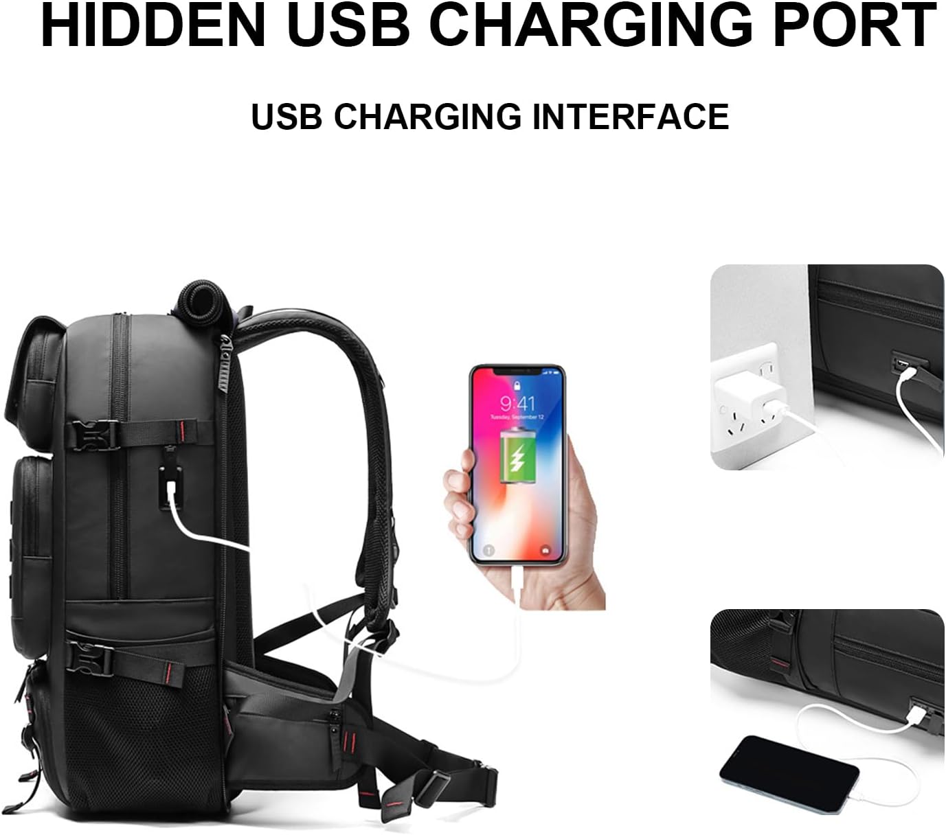 Waterproof Hiking Backpack with Laptop Sleeve & Charging Port