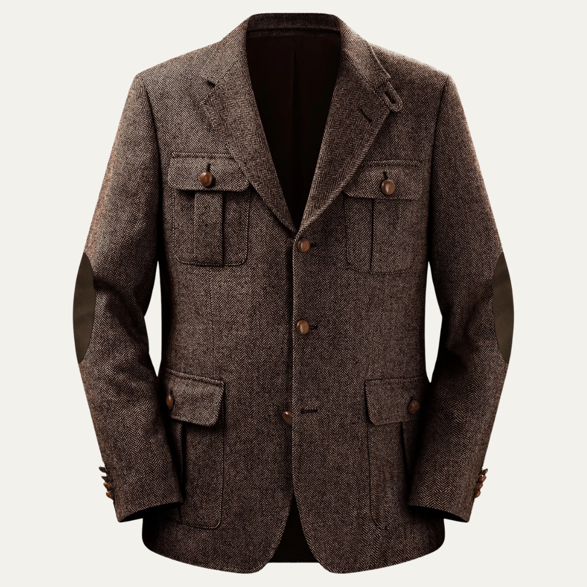 Classic Mens Wool Blazer with Leather Elbow Patches