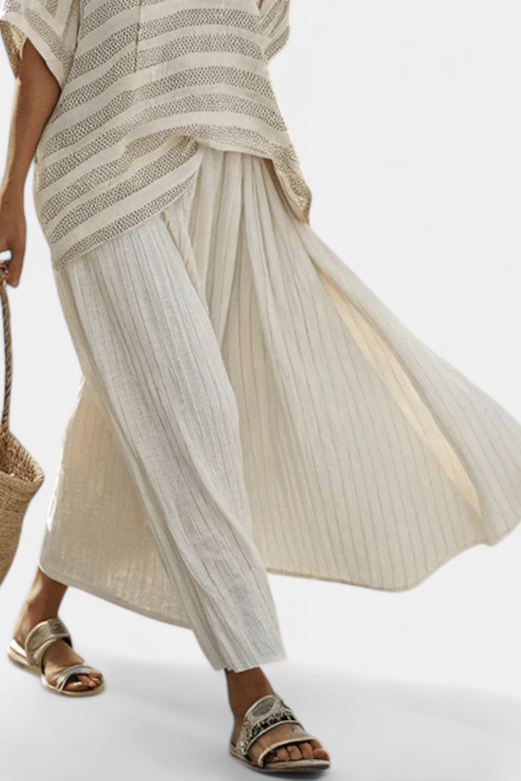 Soft Bamboo Blouse & Loose Linen Trousers