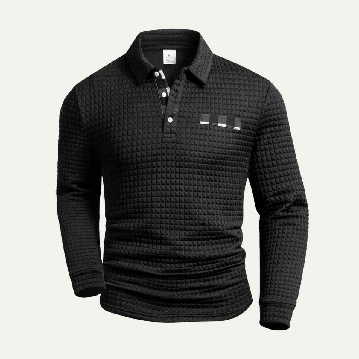 Rugged Plaid Crew Neck Button Men's Sweater