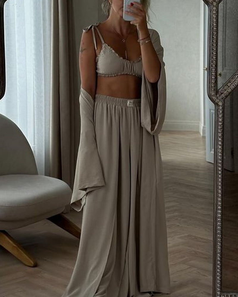 Cozy Cable Knit Cardigan Sweater Set
