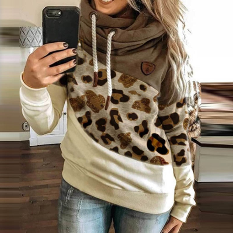 Casual Women's Leopard Hoodie Soft Fit