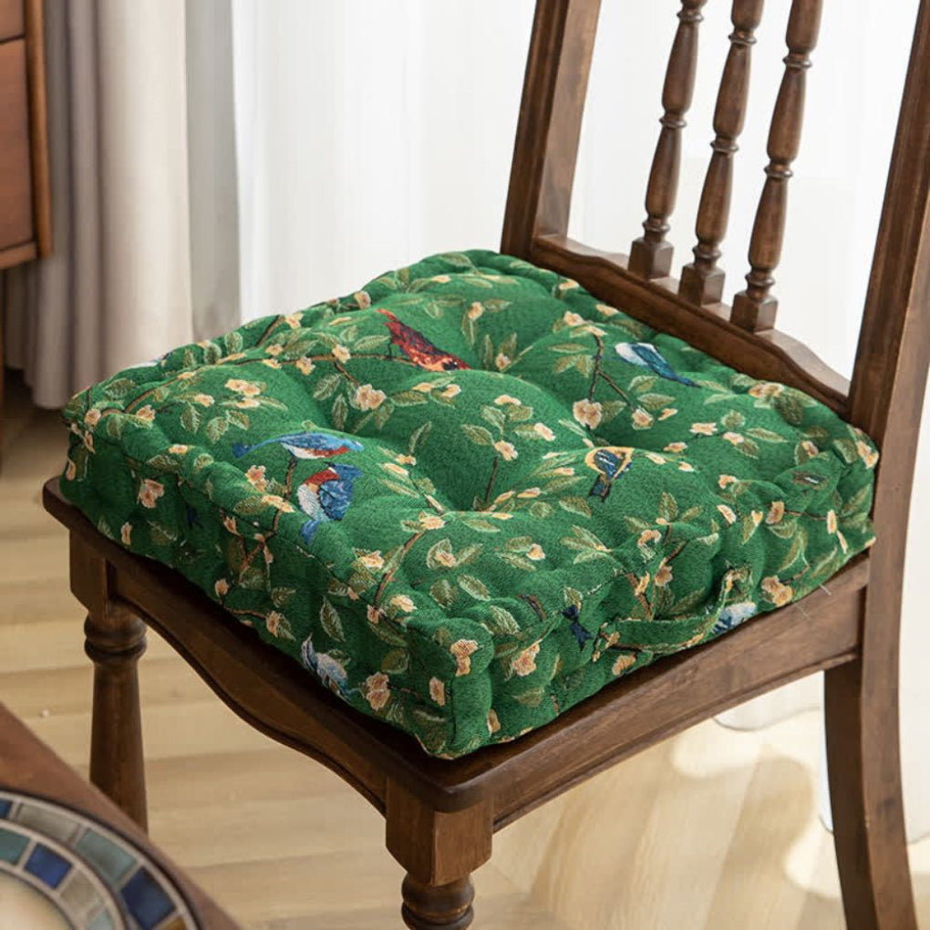 Plush Cushioned Chair Pad with Straps for Outdoor Chairs