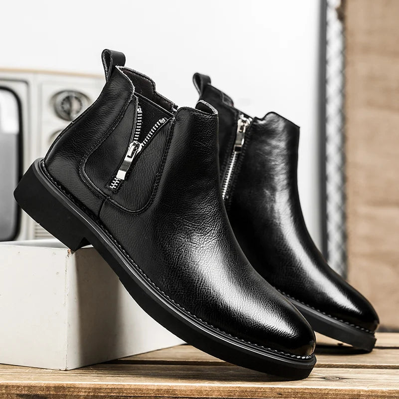 Classic Men's Chelsea Brown Leather Boots