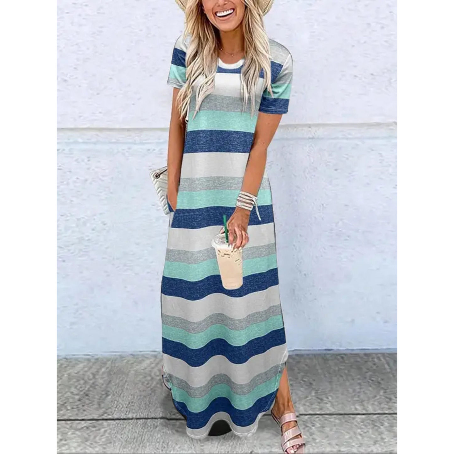 Relaxed Fit Women's Sundress with Round Neckline