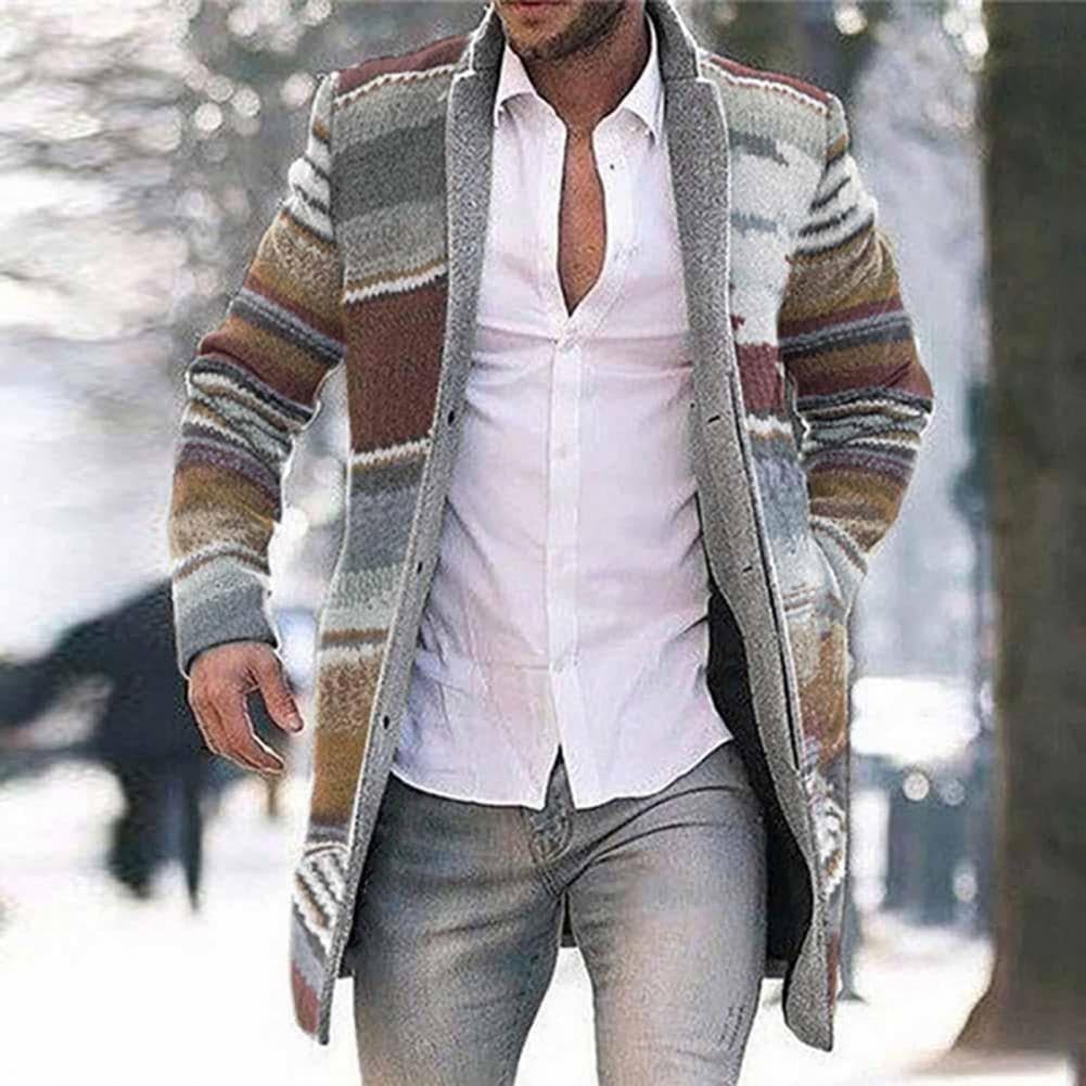 Classic Fit Men's Striped Overcoat