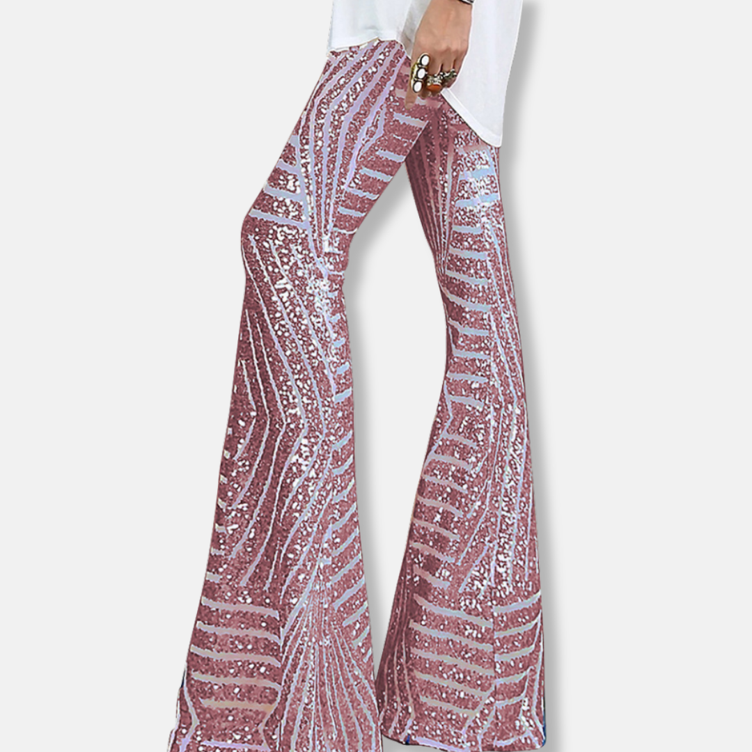 Luxurious High Waisted Sequin Wide Leg Pants