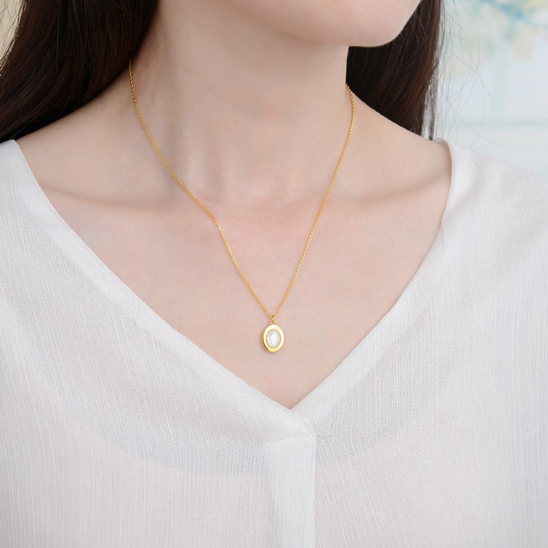 Genuine Moonstone Pendant, Sterling Silver, Gold Coated