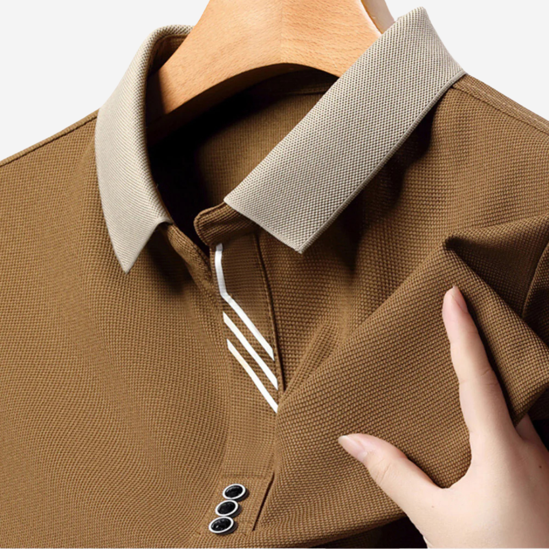 Relaxed Fit Mens Long Sleeve Polo Shirt