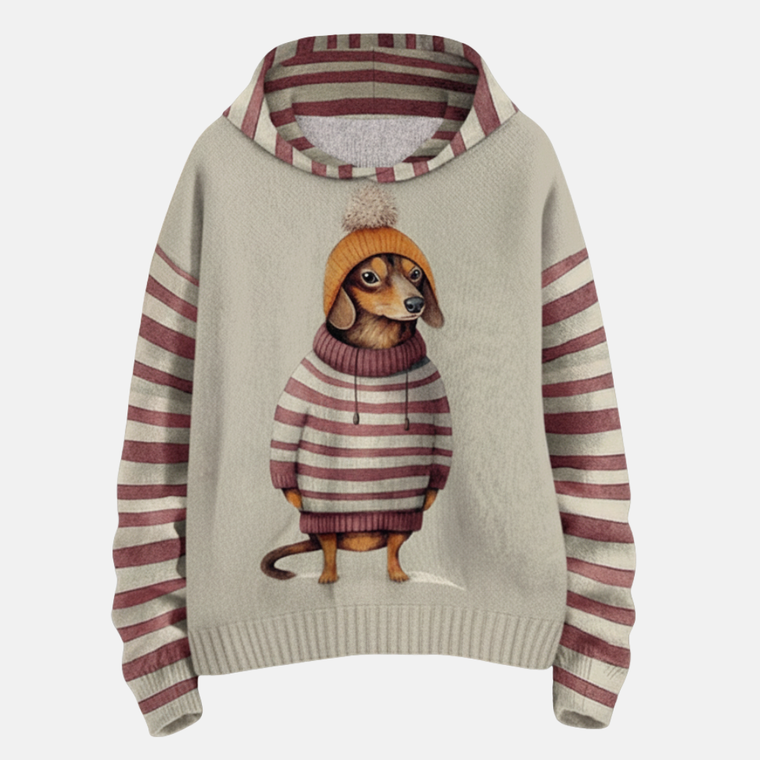 Comfy Women's Fleece Hoodie with Dog Design