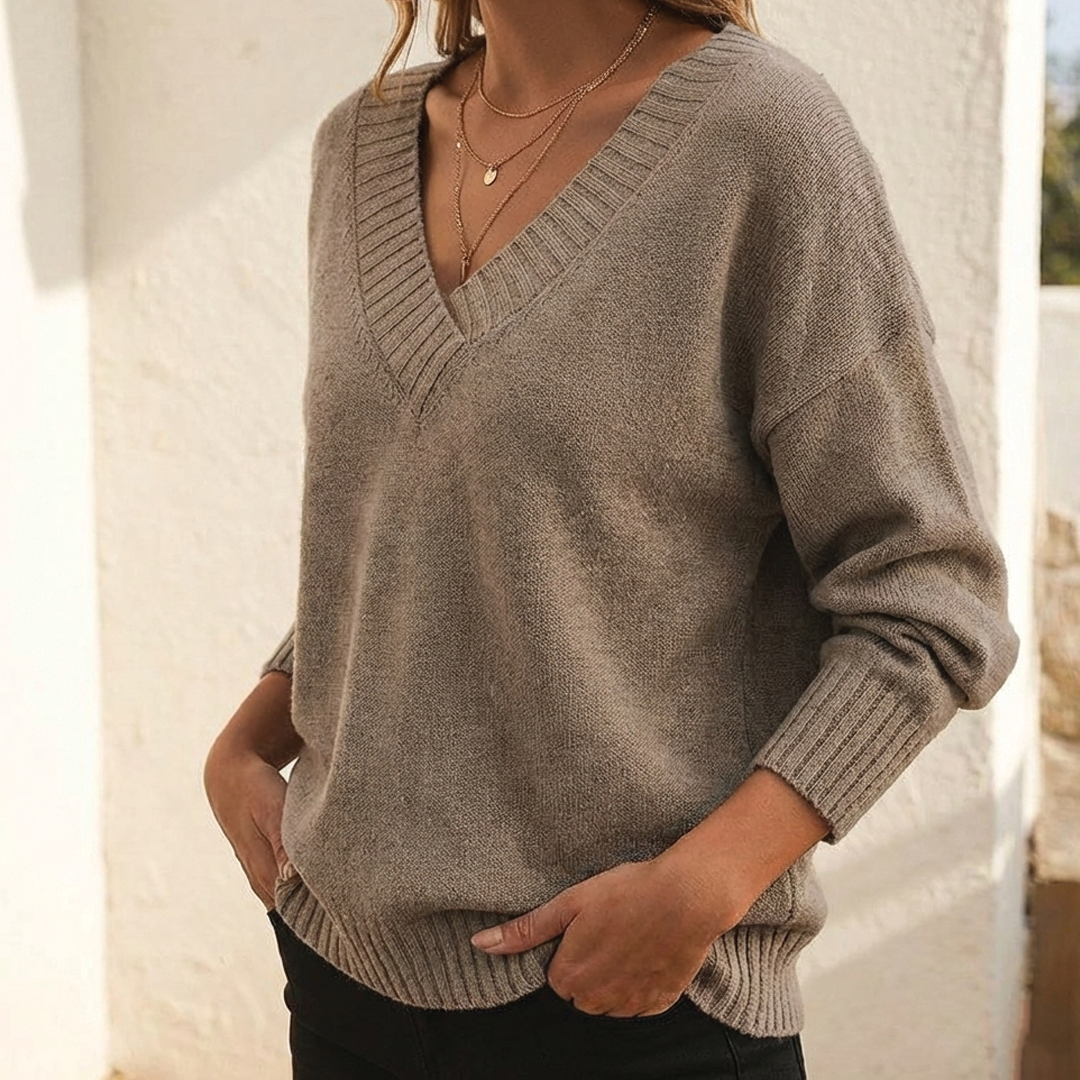 Comfy V Neck Pullover Sweater