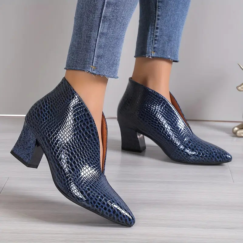 Ladies' High Heel Ankle Boots with Animal Print Detail