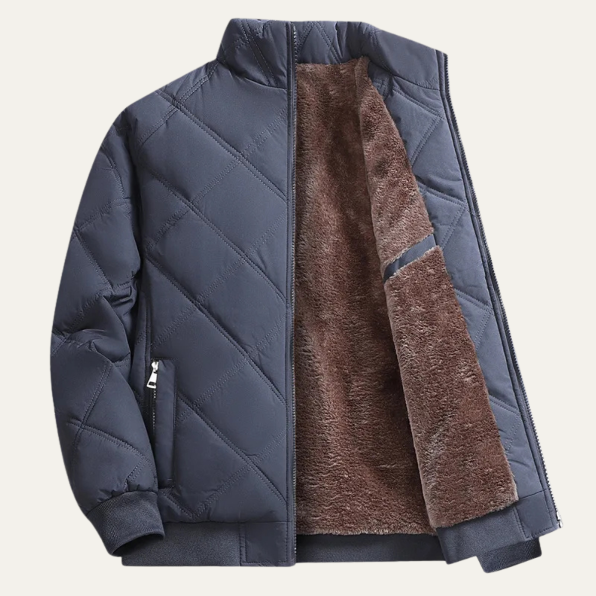 Warm Cotton Diamond Coat for Men with Stand Collar