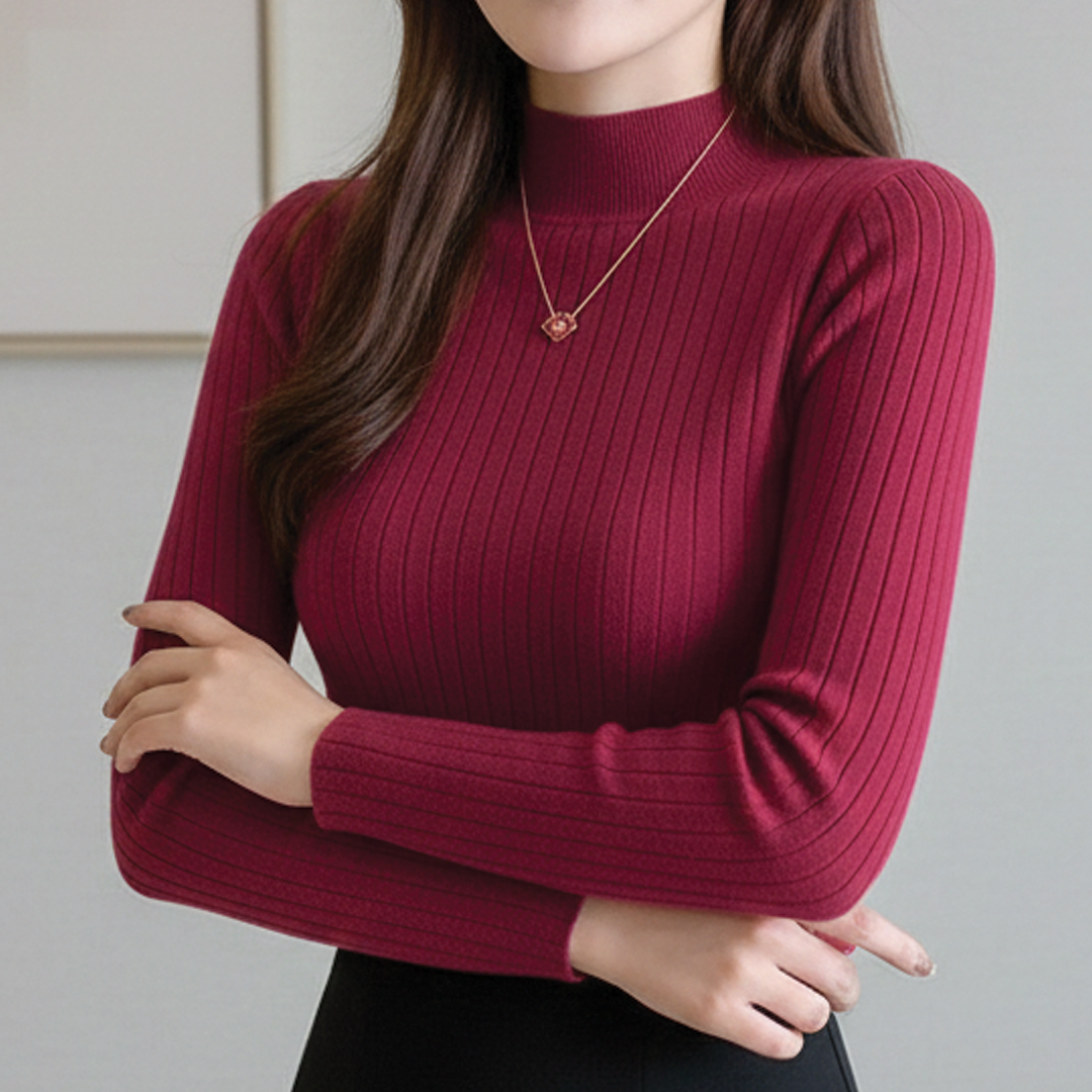 Textured Crew Neck Sweater Top