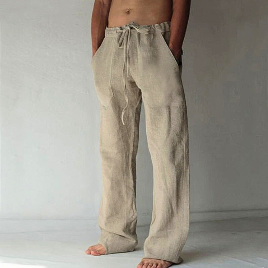 Relaxed Fit Elastic Waist Pants with Drawstring