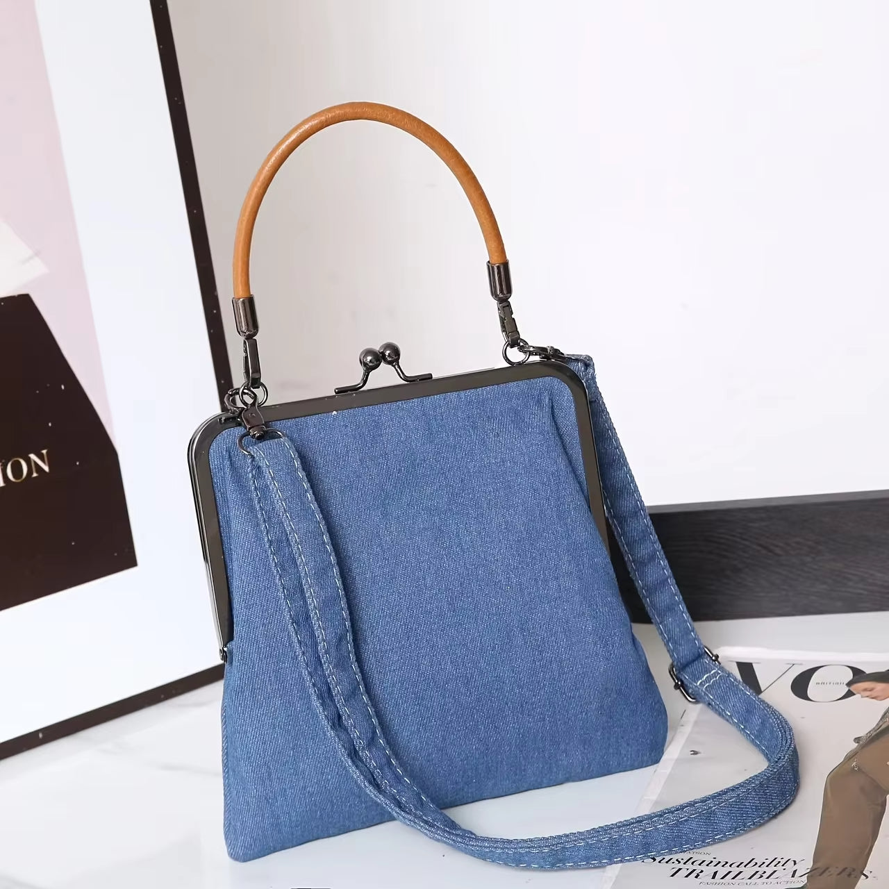 Classic Metal Frame Tote Handbag
