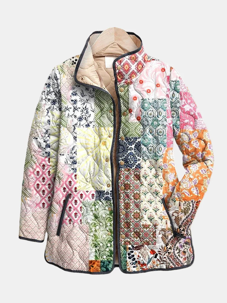 Relaxed Garden Print Coat - Olytrend