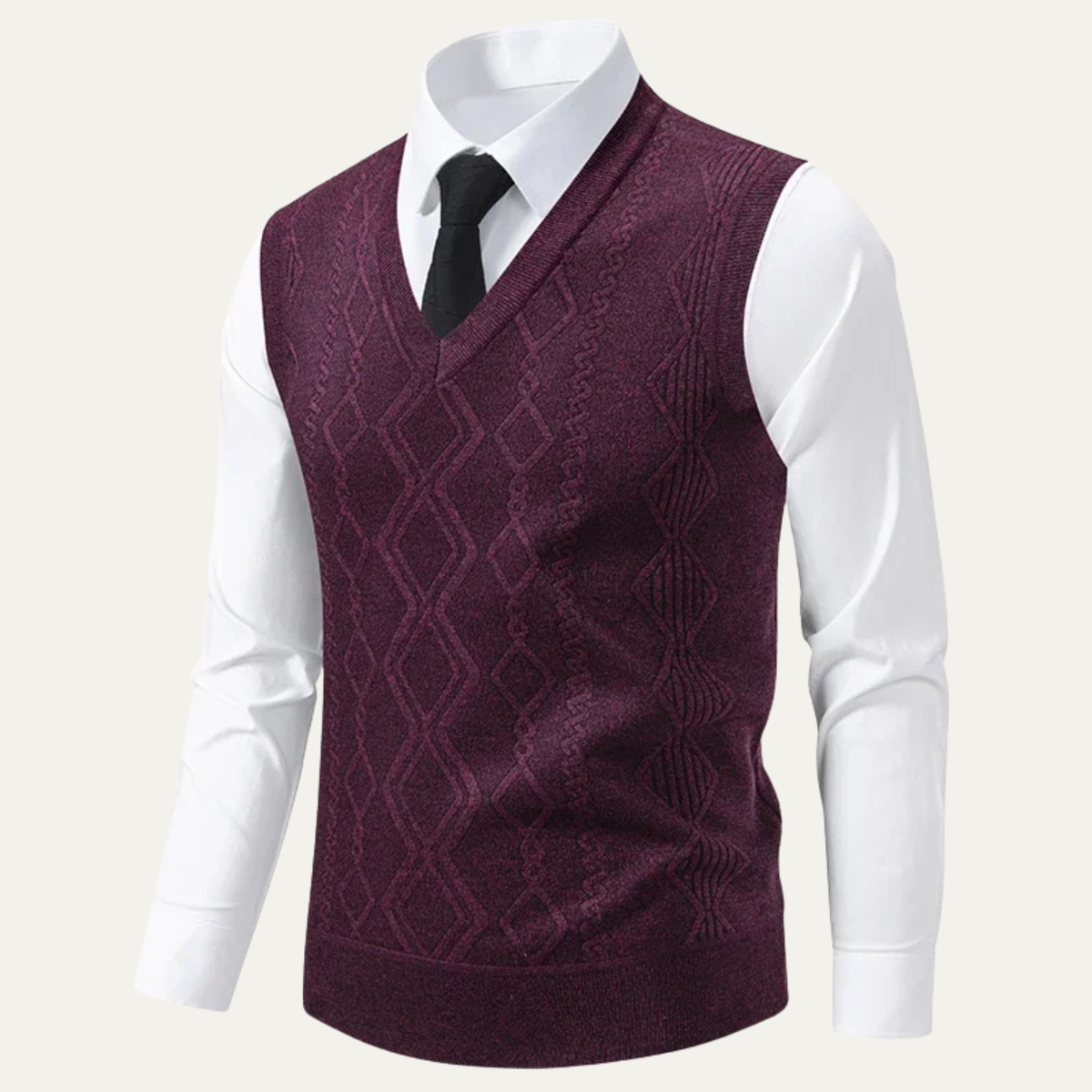 Warm Mens Cable Knit V Neck Sweater Vest