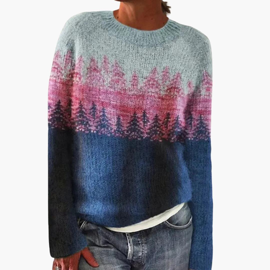 Soft Women's Crew Neck Patterned Sweater
