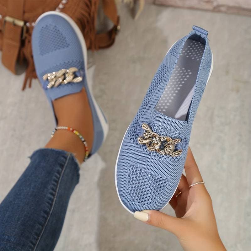 Casual Slip On Shoes with Cushioned Insoles and Metal Trim