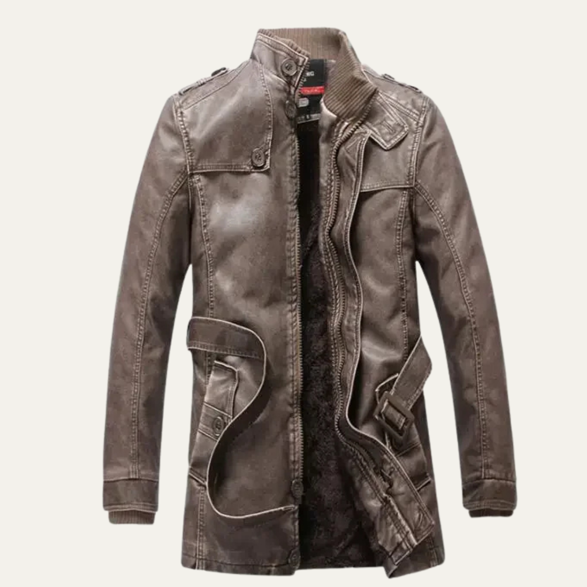 Classic Men's Insulated Faux Leather Coat