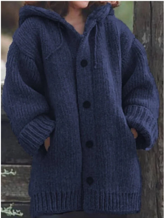 Cozy Women's Button Front Thick Knit Cardigan Sweater