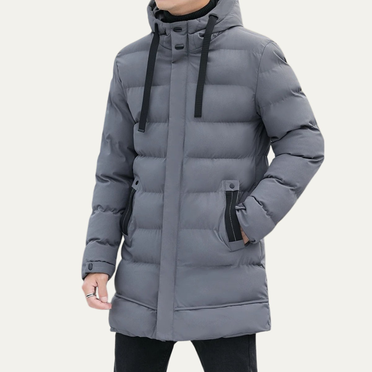 Men's Slim Fit Black Down Puffer Jacket